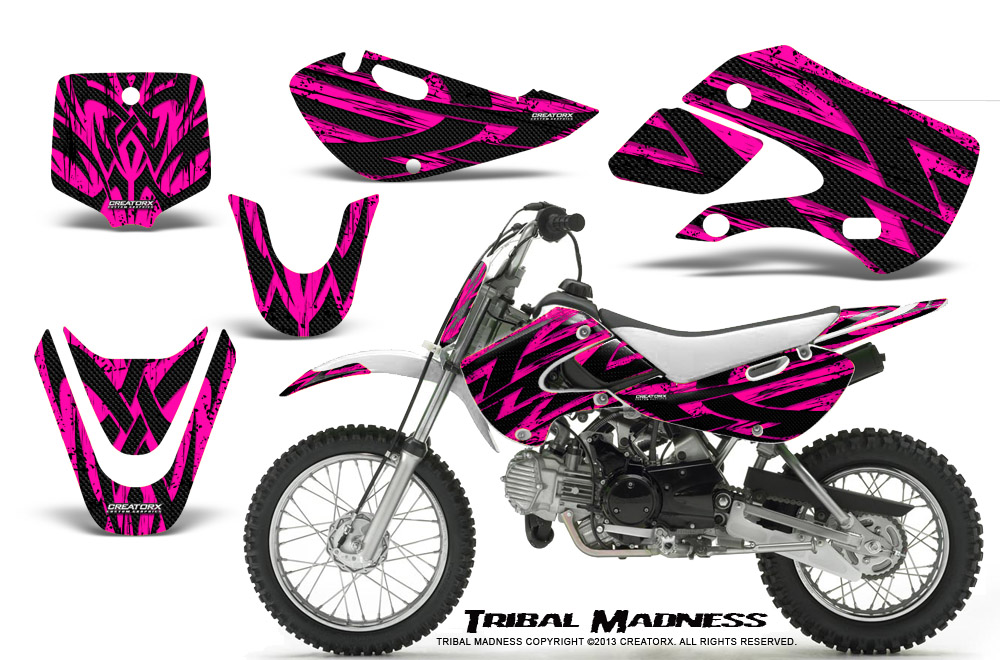 Kawasaki KLX110 KX65 Graphics Kit Tribal Madness Pink